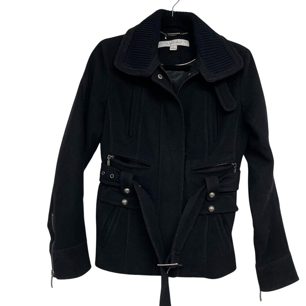 Laundry Shelli Segal Black Belted Short Trench Coat Womens 4 Preppy Classic Fall